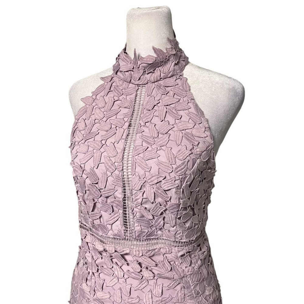 Bardot Purple Lavender Lace Halter Open Back Strappy Dress Size 6 - Picture 5 of 9